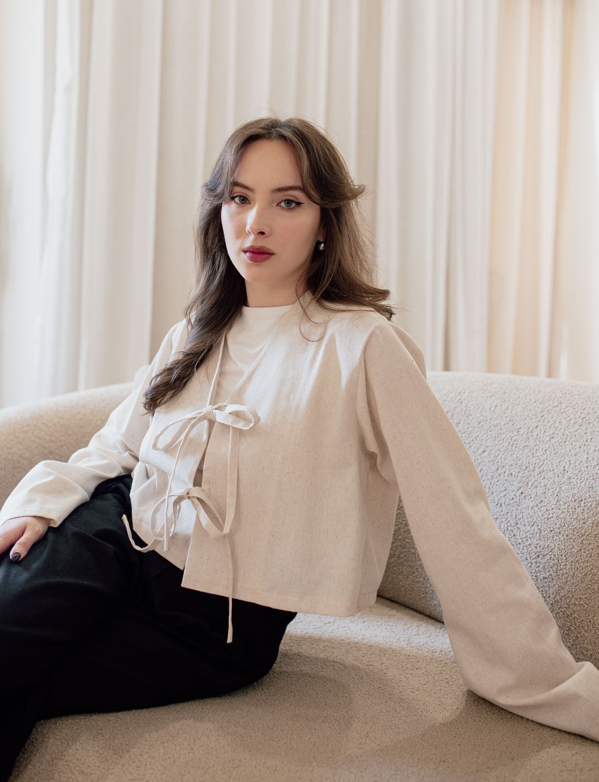 Lumi Linen Blouse – Beige - Image 4