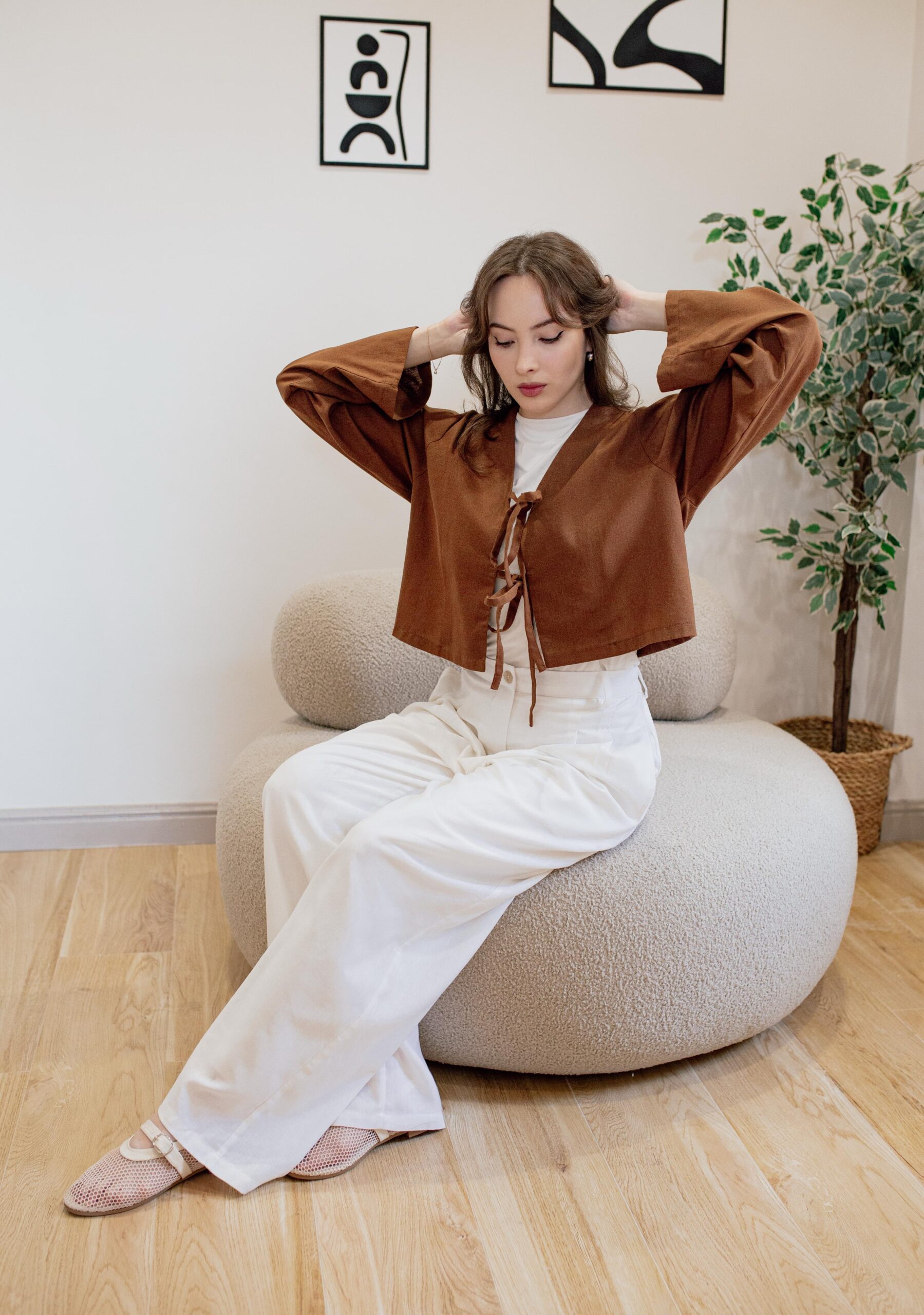 Lumi Linen Blouse – Brown - Image 2