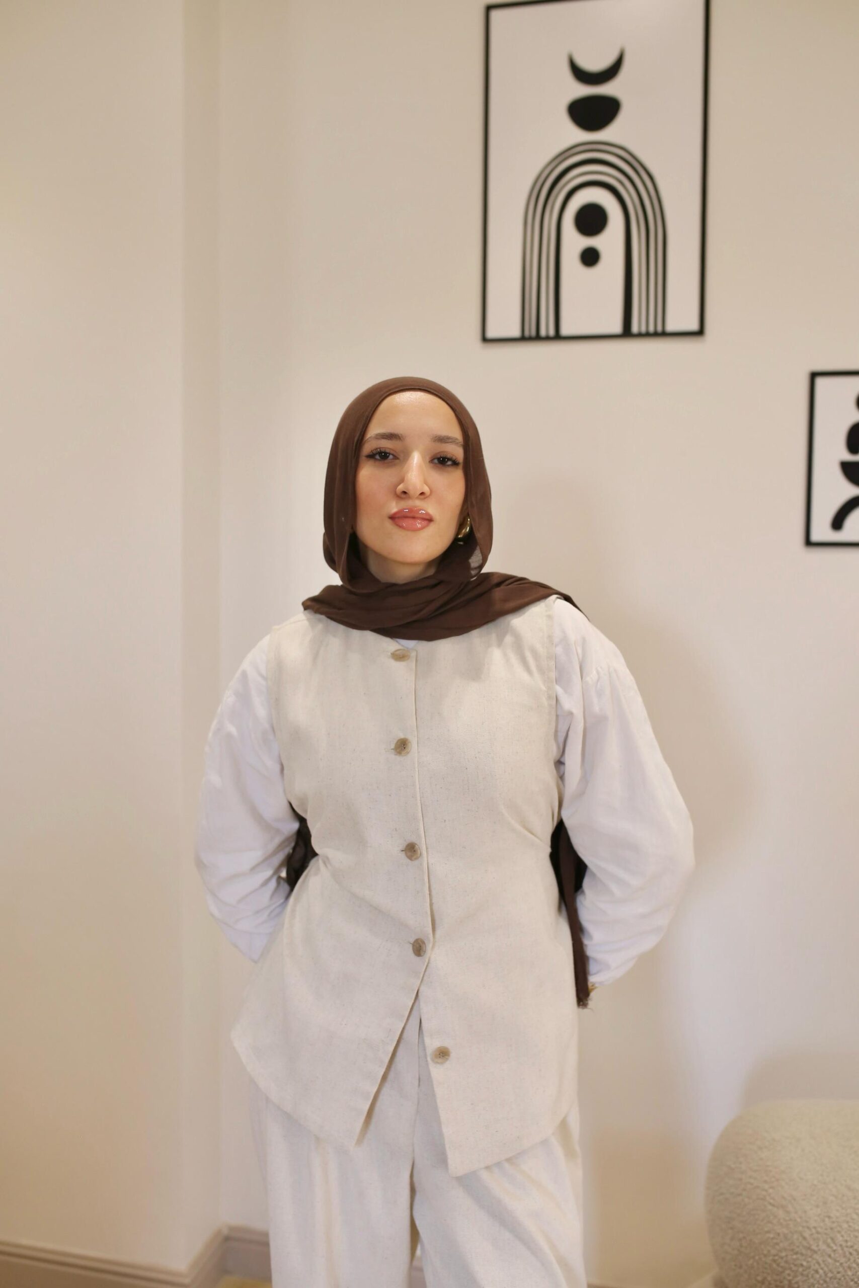 Eline Linen Vest - Beige - Image 5