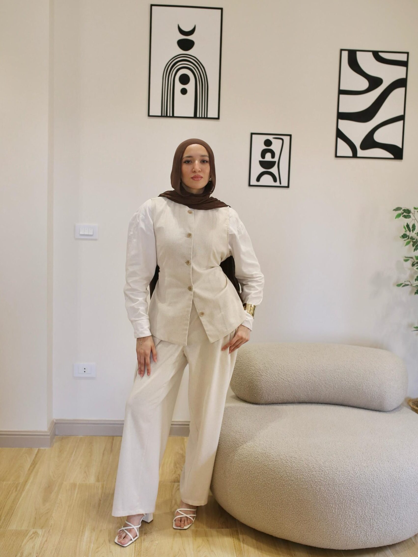 Eline Linen Set - Beige - Image 3