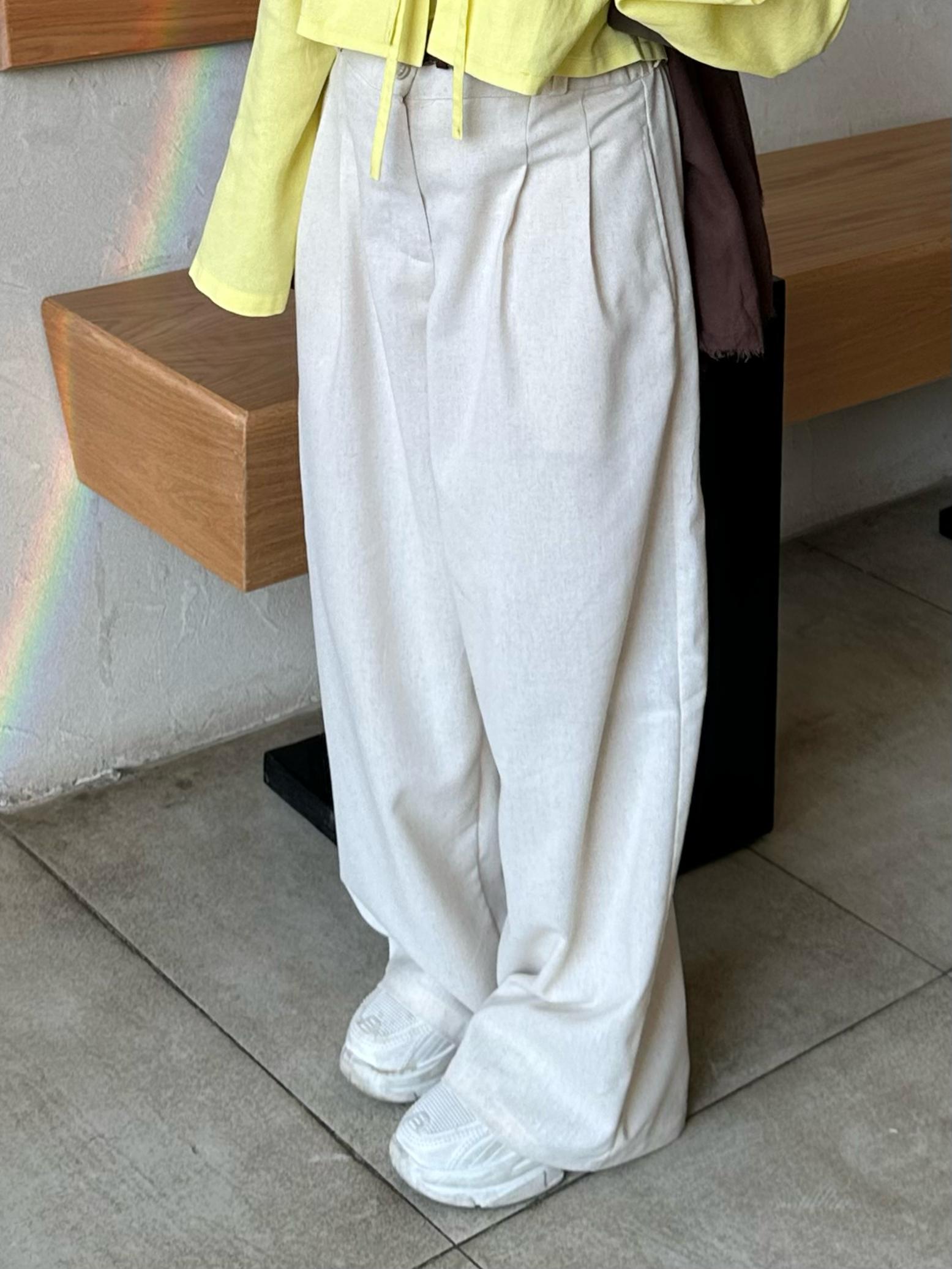 Eline Wide-Leg Linen Pants - Beige - Image 2