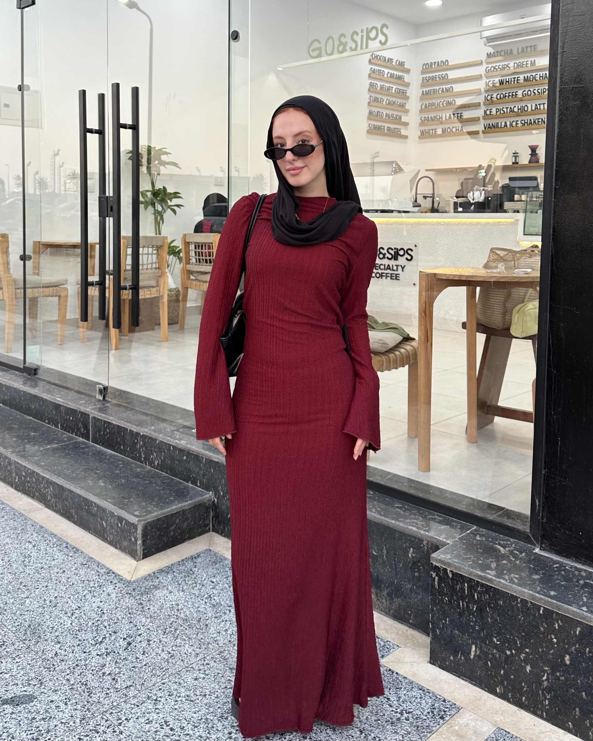 Flare Maxi Dress - Burgundy - Image 2