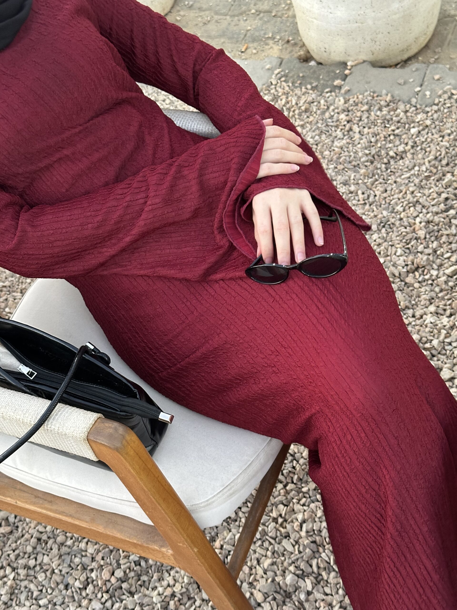 Flare Maxi Dress - Burgundy - Image 3