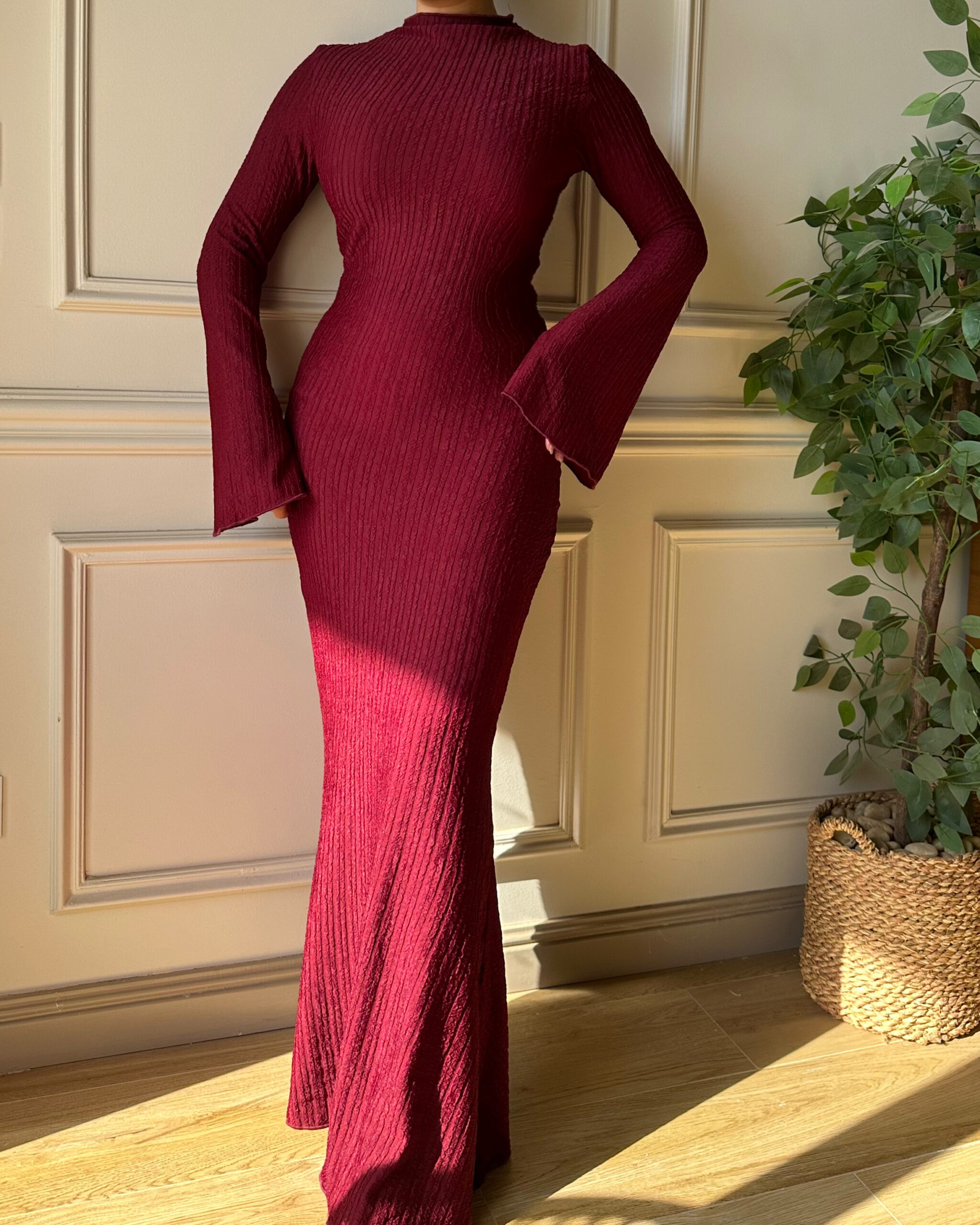 Flare Maxi Dress - Burgundy